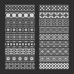 Traditional ornamental elements for vector brushes creating. Borders templates kit for frames design and page decorations.