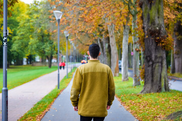 person walking in the park
