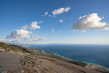 Beautiful morning seascape whith clouds sky.