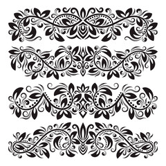 Vintage decorative elements for design. Floral decorations in antique style.
