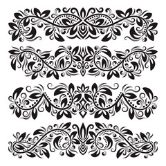 Vintage decorative elements for design. Floral decorations in antique style.