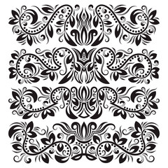 Vintage decorative elements for design. Floral decorations in antique style.