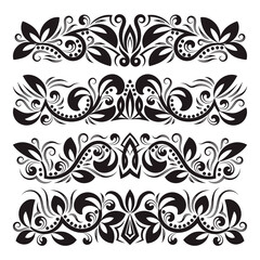 Vintage decorative elements for design. Floral decorations in antique style.