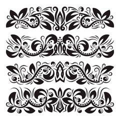 Vintage decorative elements for design. Floral decorations in antique style.