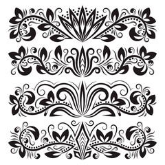 Vintage decorative elements for design. Floral decorations in antique style.