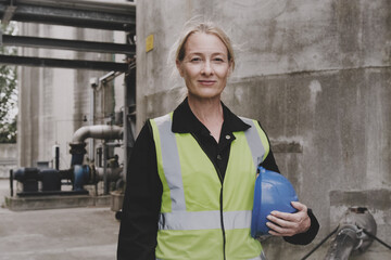 Female industrial worker on site