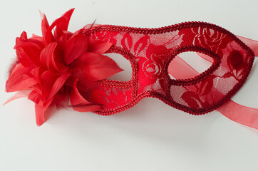 Red mask on white background