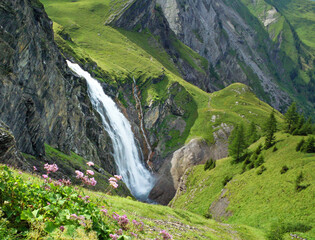 Fototapeta na wymiar Engstligenfälle, the second highest falls (600 m) in Switzerland