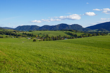 Fototapeta premium Beautiful mountainous autumn or summer landscape in Austria.