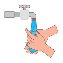 Hands washing under water tap design, Hygiene wash health and clean theme Vector illustration