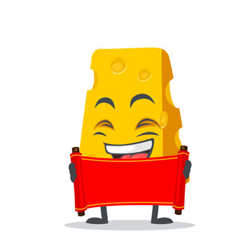 Vector Illustration Of Cheese Character Or Mascot