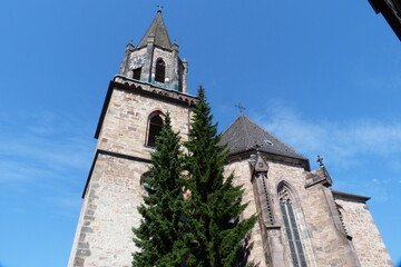 Fototapeta na wymiar Turm Stiftskirche Rotenburg an der Fulda in Hessen in Deutschland