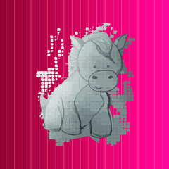 teddy pony on a pink background.