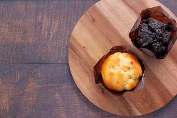  top view of Muffins on Table 