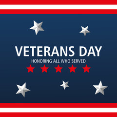 happy veterans day, greeting card with stars background