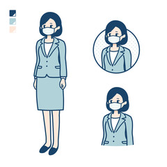simple suit business woman mask_Face-sideway