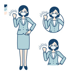 simple suit business woman mask_fist-pump