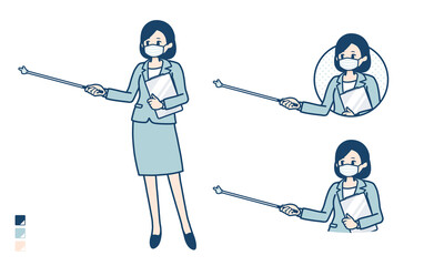 simple suit business woman mask_pointing-stick-B