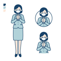 Obraz premium simple suit business woman mask_prayer