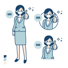 simple suit business woman mask_Thumbs-up