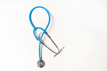 Stethoscope on a white background as a banner, medical services concept
