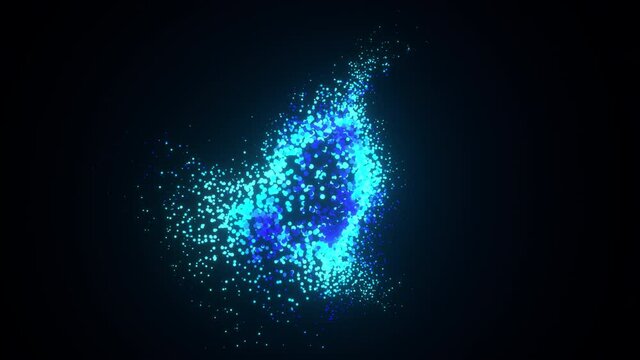 Futuristic Magic Abstract Dots Slow Motion -Neon Blue- -3D Motion Graphics
