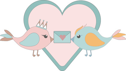 vaelntine day card birds in love