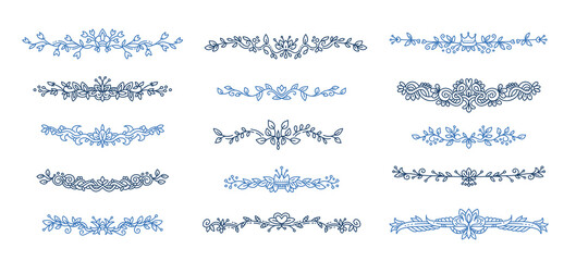 Vector set of color border with ornament on white background