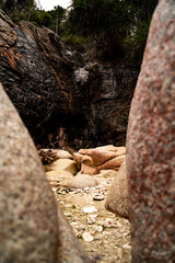 Rocks and sea - rocks with millenniums marks the oceans and their waves