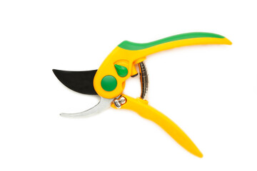 Garden secateurs isolated on a white background.