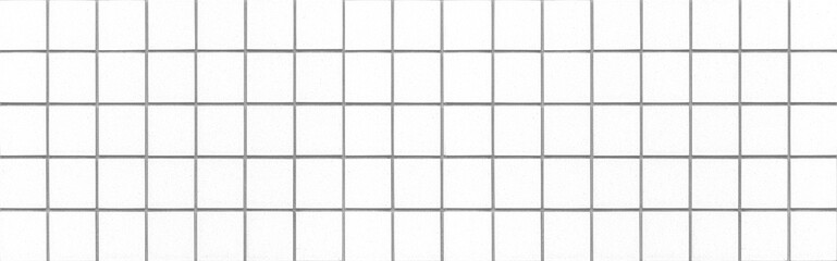Panorama of white stone block wall seamless background and pattern texture