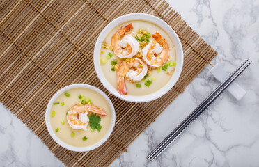 Steamed eggs with shrimp