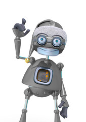 Fototapeta premium santa bot saying may I ask a question in white background