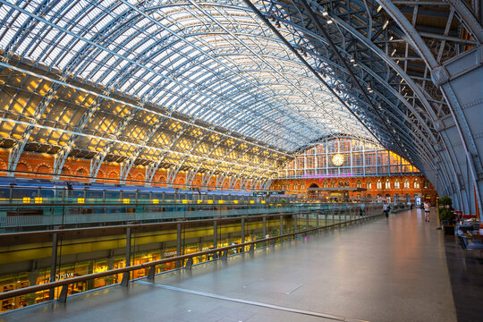 London, UK - May 14 2018: St Pancras station is a central London railway terminus. It is the terminal station for Eurostar continental services from London to France, Belgium and Netherlands