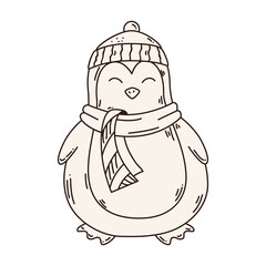 merry christmas penguin design, winter season and decoration theme Vector illustration