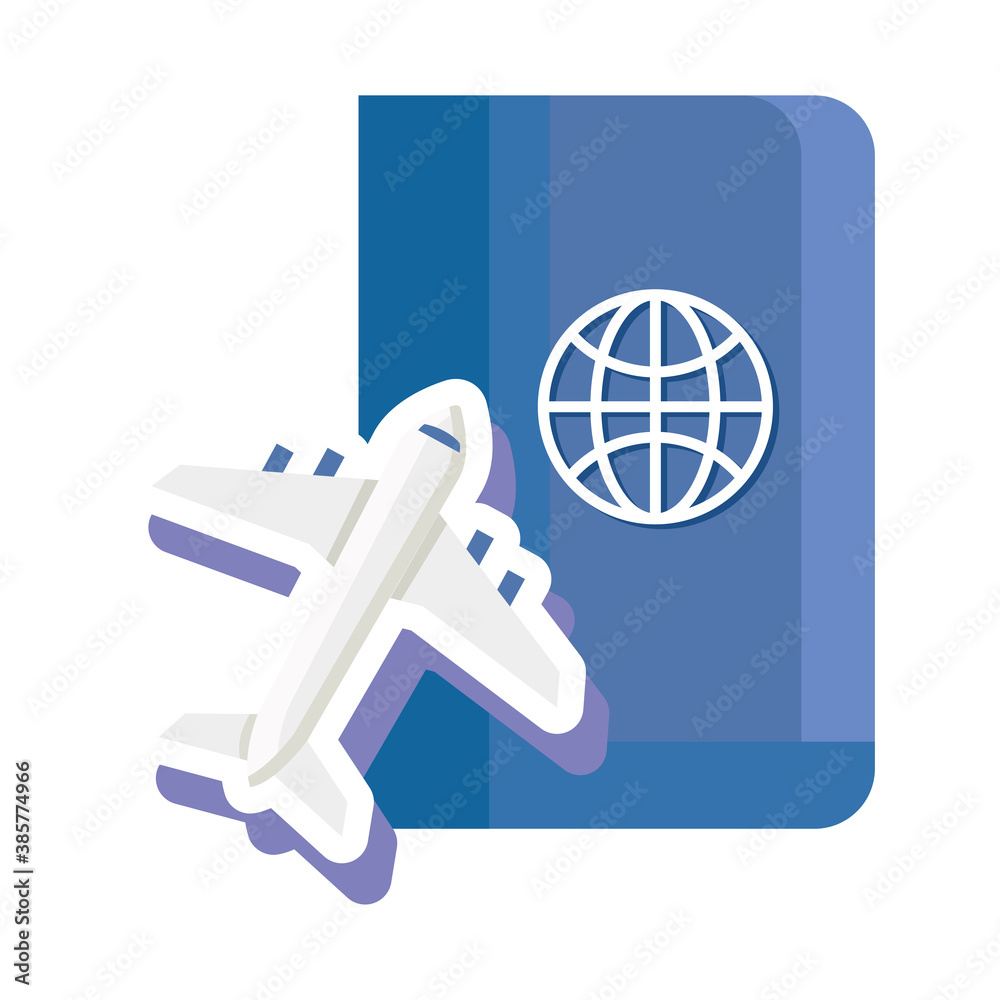 Poster travel passport and airplane design, trip tourism and journey theme Vector illustration