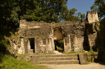 The old ruins of the Mayan town of Tikal in Guatemala, Central America