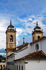 Towers of baroque church in Sao Joao del Rei, Minas Gerais, Brazil 