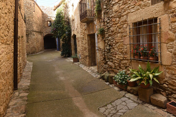 Fototapeta na wymiar stret of the village of Palau-Sator, Baix Emporda, Girona province; Catalonia; Spain