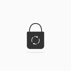 Eco bag icon with recycle symbol. Line icon with shadow. Zero waste zone. Vector