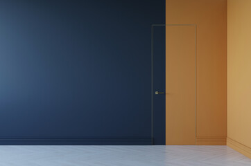 Hidden doors in the interior. Doors without frames, doors without cashing, empty wall mockup