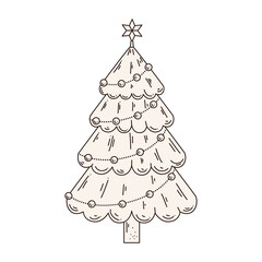 merry christmas pine tree design, winter season and decoration theme Vector illustration