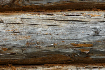 Wooden wall from logs