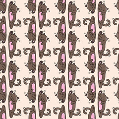 cartoon fanny little cats vector colored seamless pattern - 385779944
