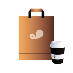 bag with corporate image to take away coffee
