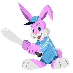 mascot of rabbit playing baseball vector