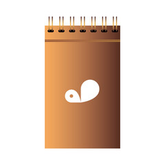 spiral notebook with company logo