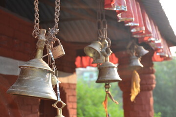 Temple bell in Hindu temple. Kathmandu, Nepal