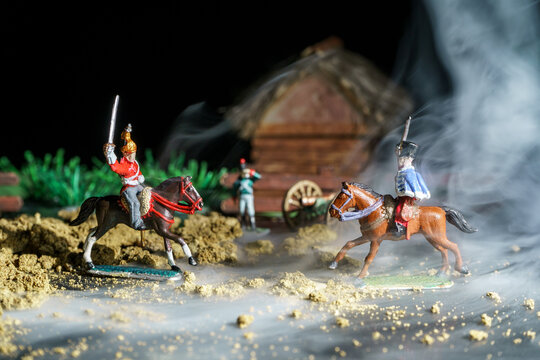 Collection of handmade tin soldiers and war reconstruction