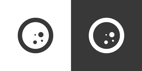 Moon phase. Full moon. Isolated icon on black and white background. Weather vector illustration